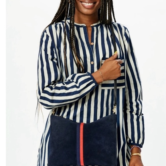 Clare V.  Sac Bretelle Perforated Suede Crossbody Shoulder Bag Clutch Navy $275 - Picture 3 of 5